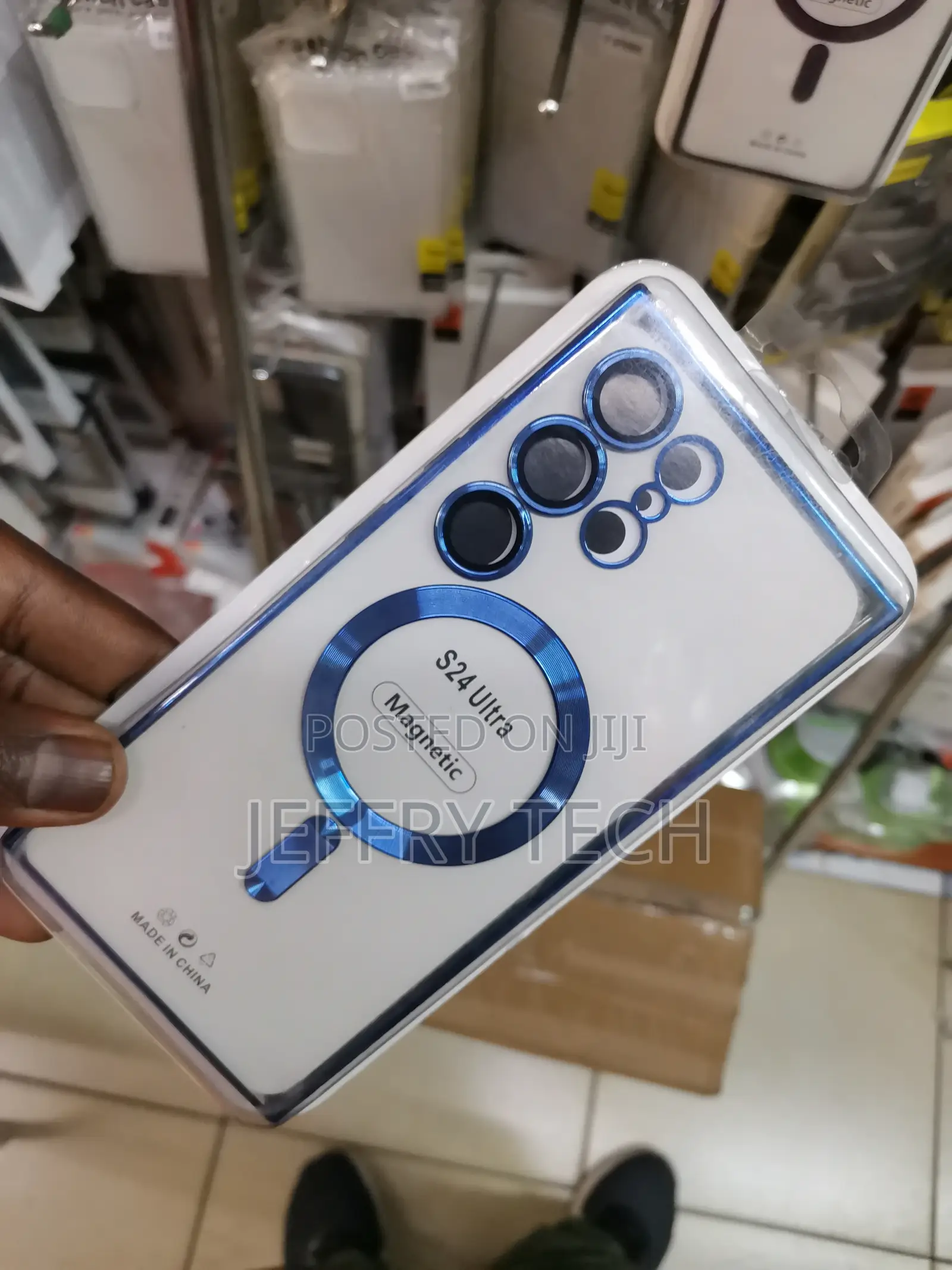 Blue Metallic Glossy Electroplating Edge Mag-Safe Phone Case