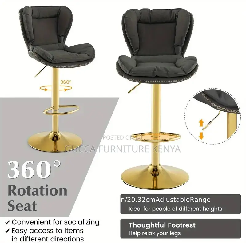 Home Chairs:Leathaire Bar Chairs With Padded Seat Footrest