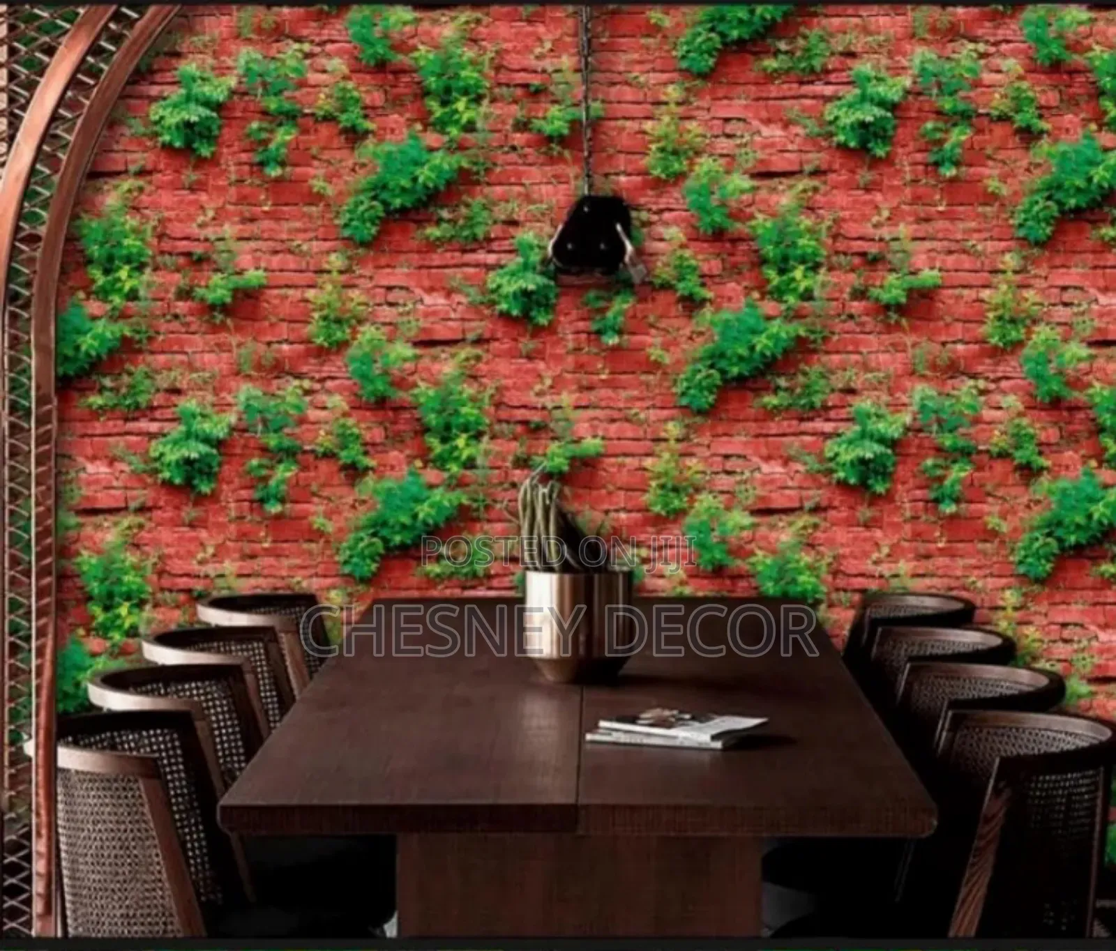 Red Bricks With Garden Effect Wallpaper