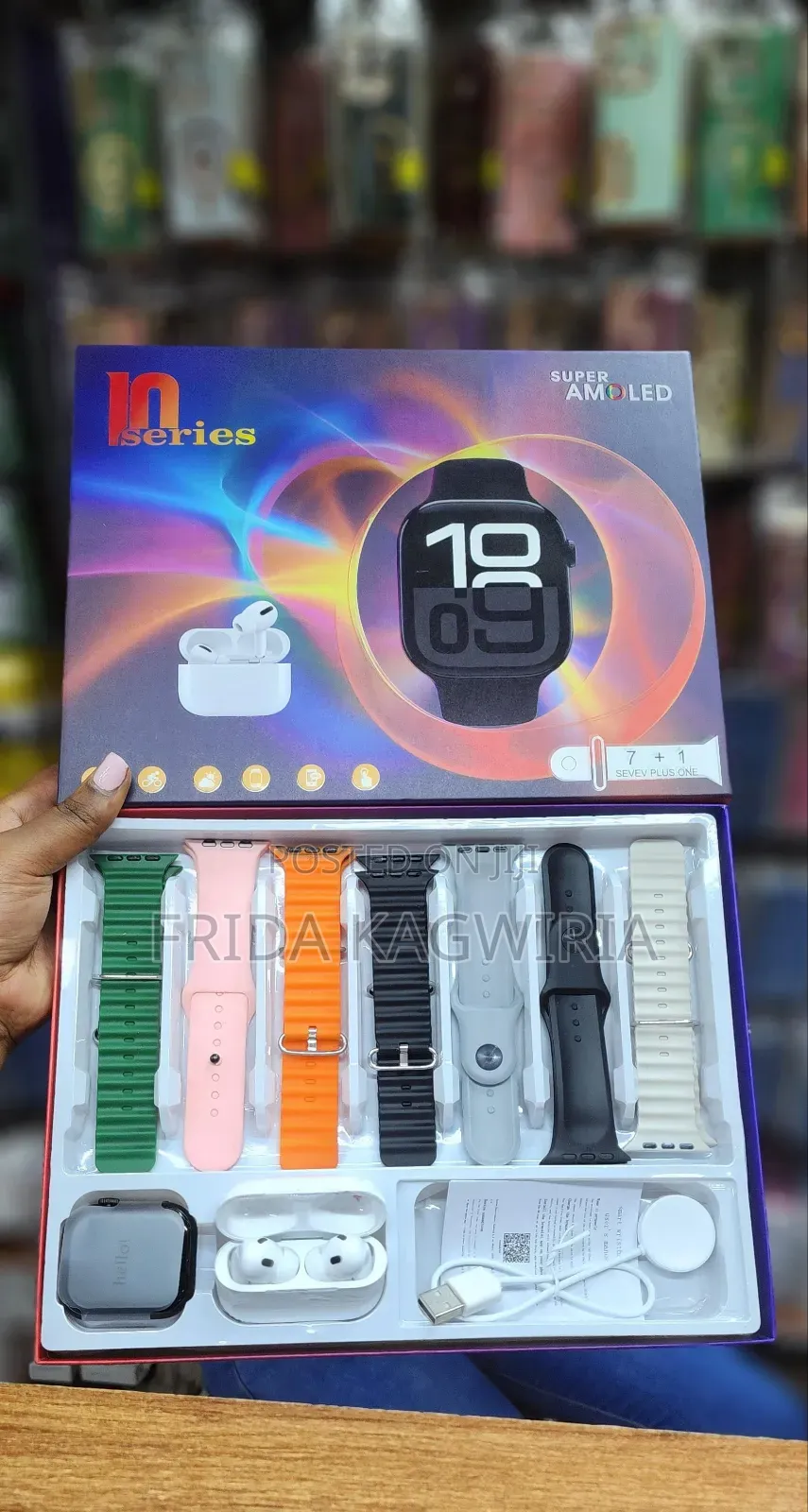 Smartwatch With 7 Straps And Earbuds