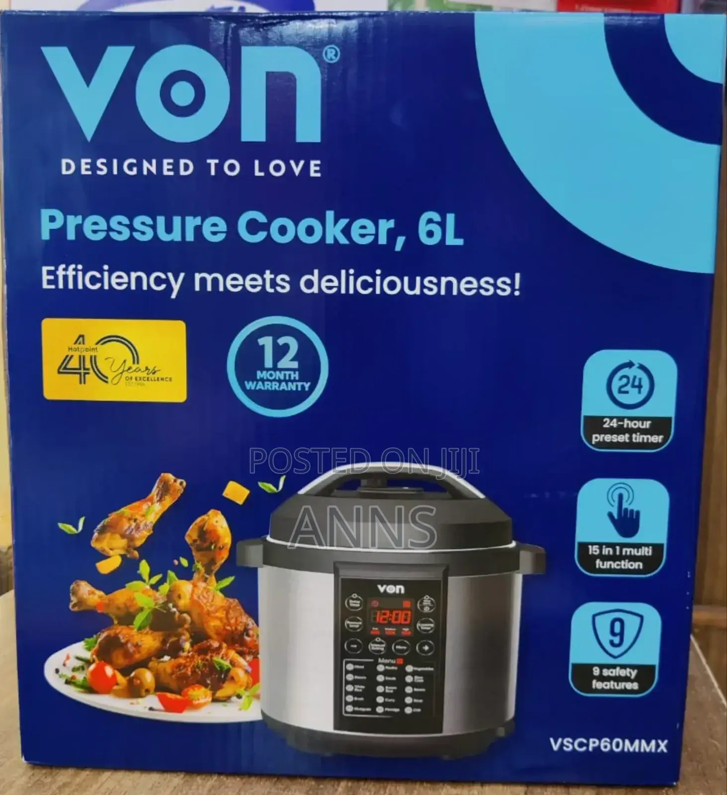 Von Instant 6L Digital/Electric Pressure Cooker