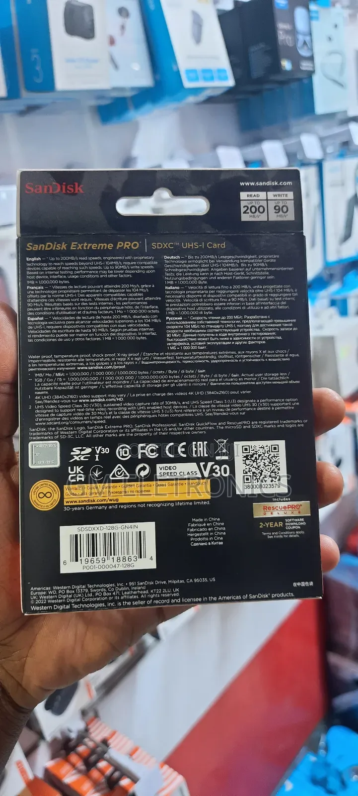 Sandisk 128gb Extreme Pro Uhs-I SDXC Memory Card (Class-10)