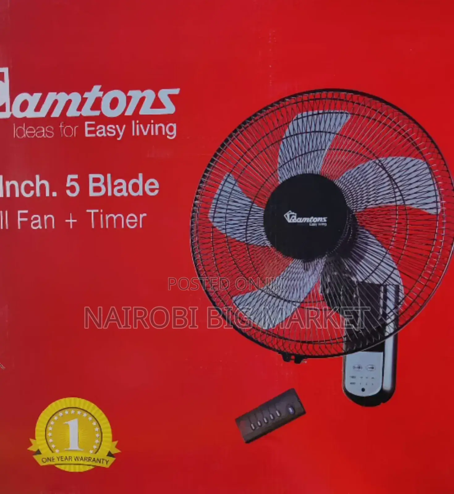 RM/676 Ramtons 16 Inches Wall Fan 5 Blades RM/RF
