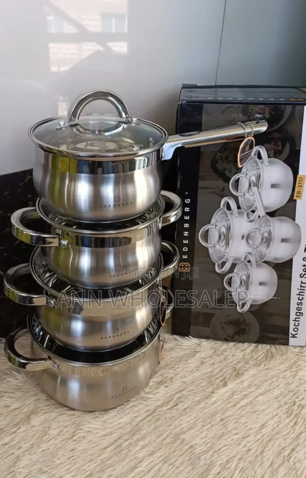 8 Pieces Edenburg EB Stainless Steel Cookware Set ES/T