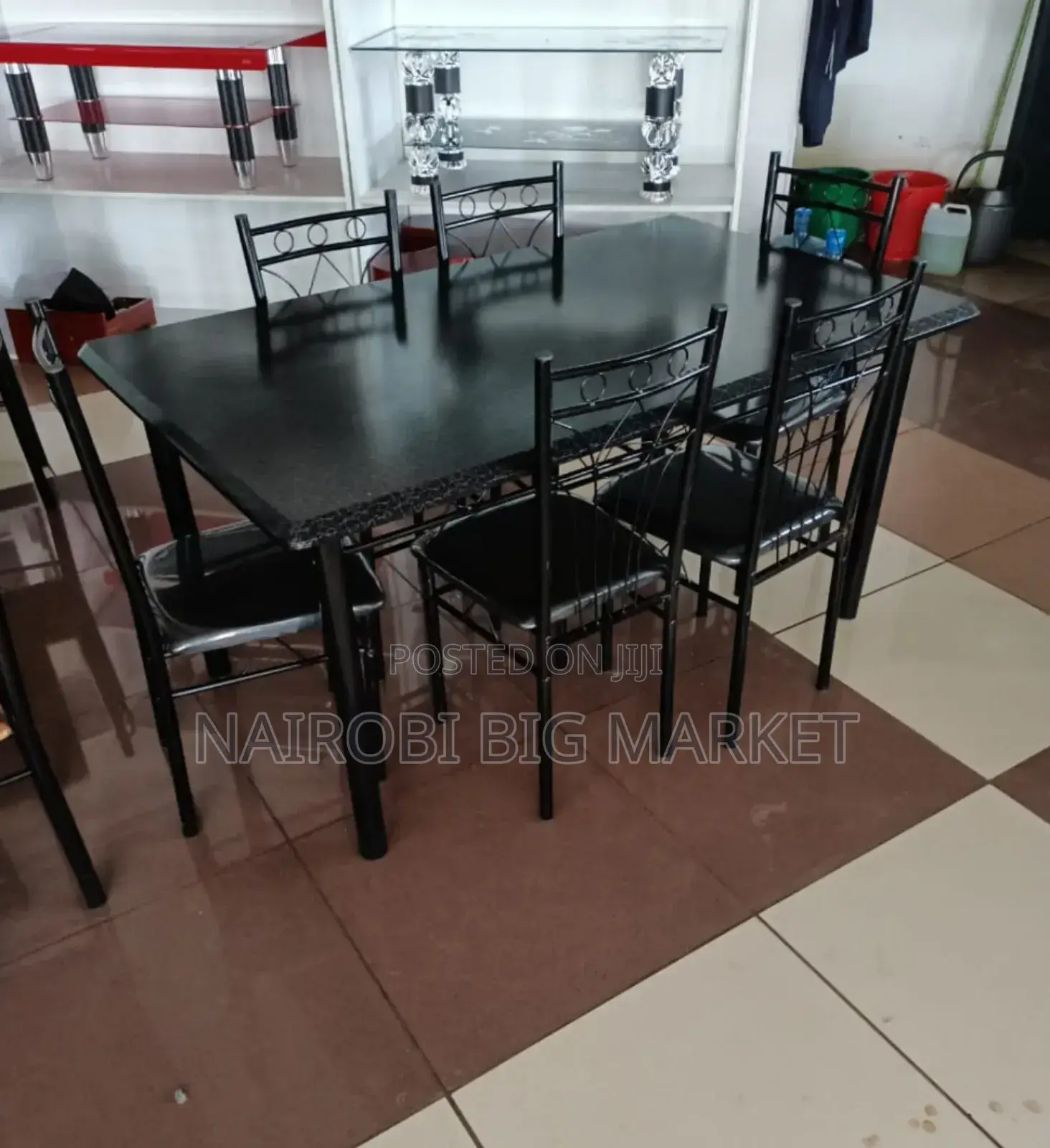 Executive Black 6 Sitter Dinning Table Set EC/6S