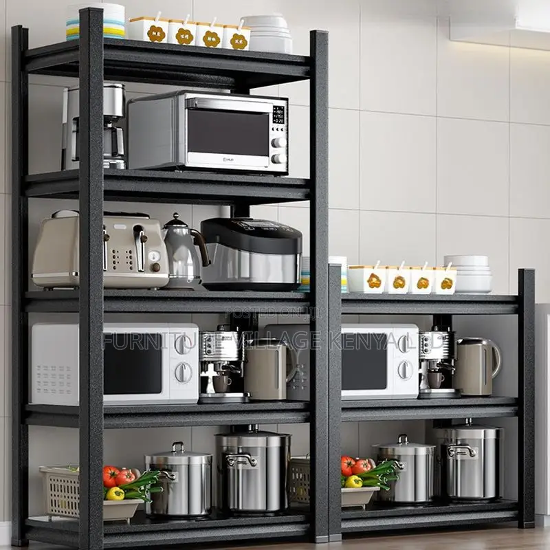 5-Tier Bookshelf; Simple Black Metal Vertical Storage Rack
