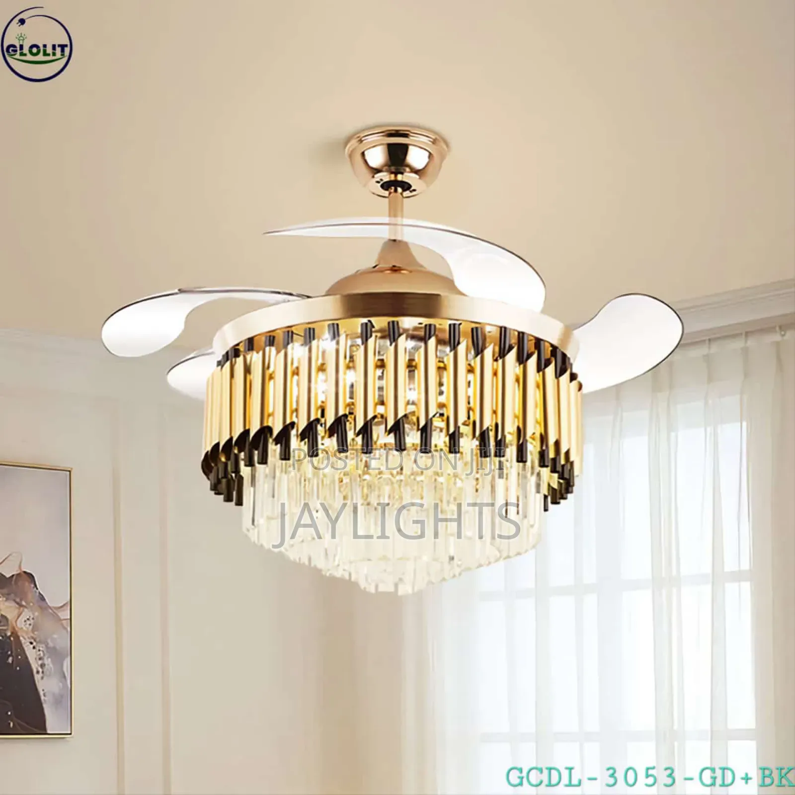 Luxury Modern European Style Crystal Chandelier With Fan