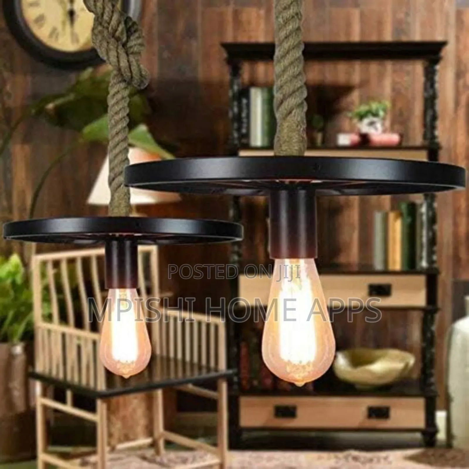 Wheel Hemp Rope Pendant Light