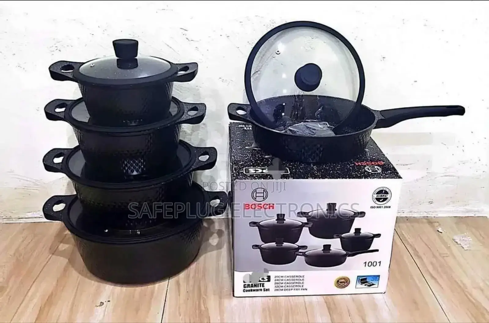 Bosch 11pcs Non-Stick Cookware Set -Granite *(Black)*
