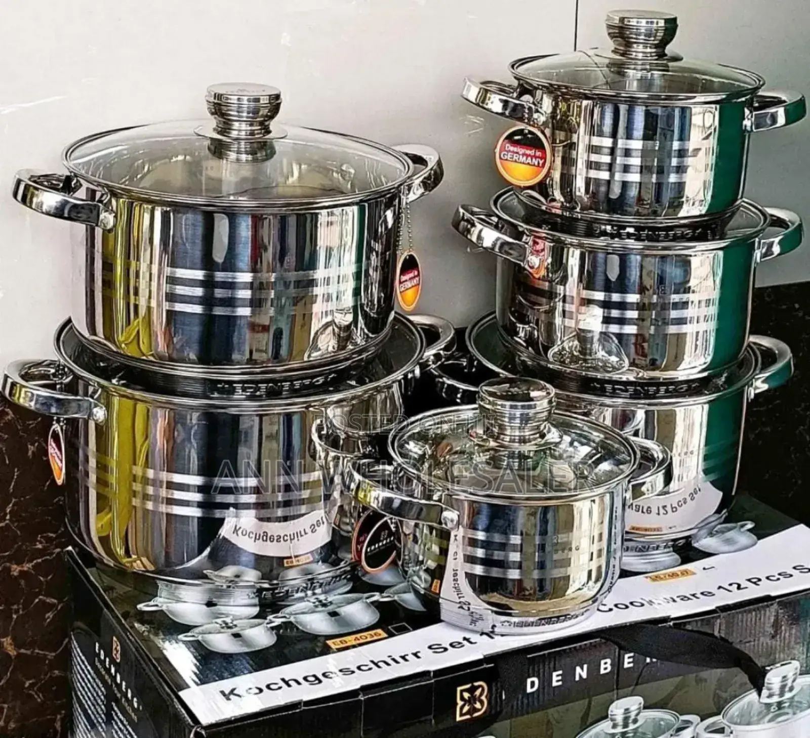12 Pieces Stainless Steel Edenburg Cookware Set ERC