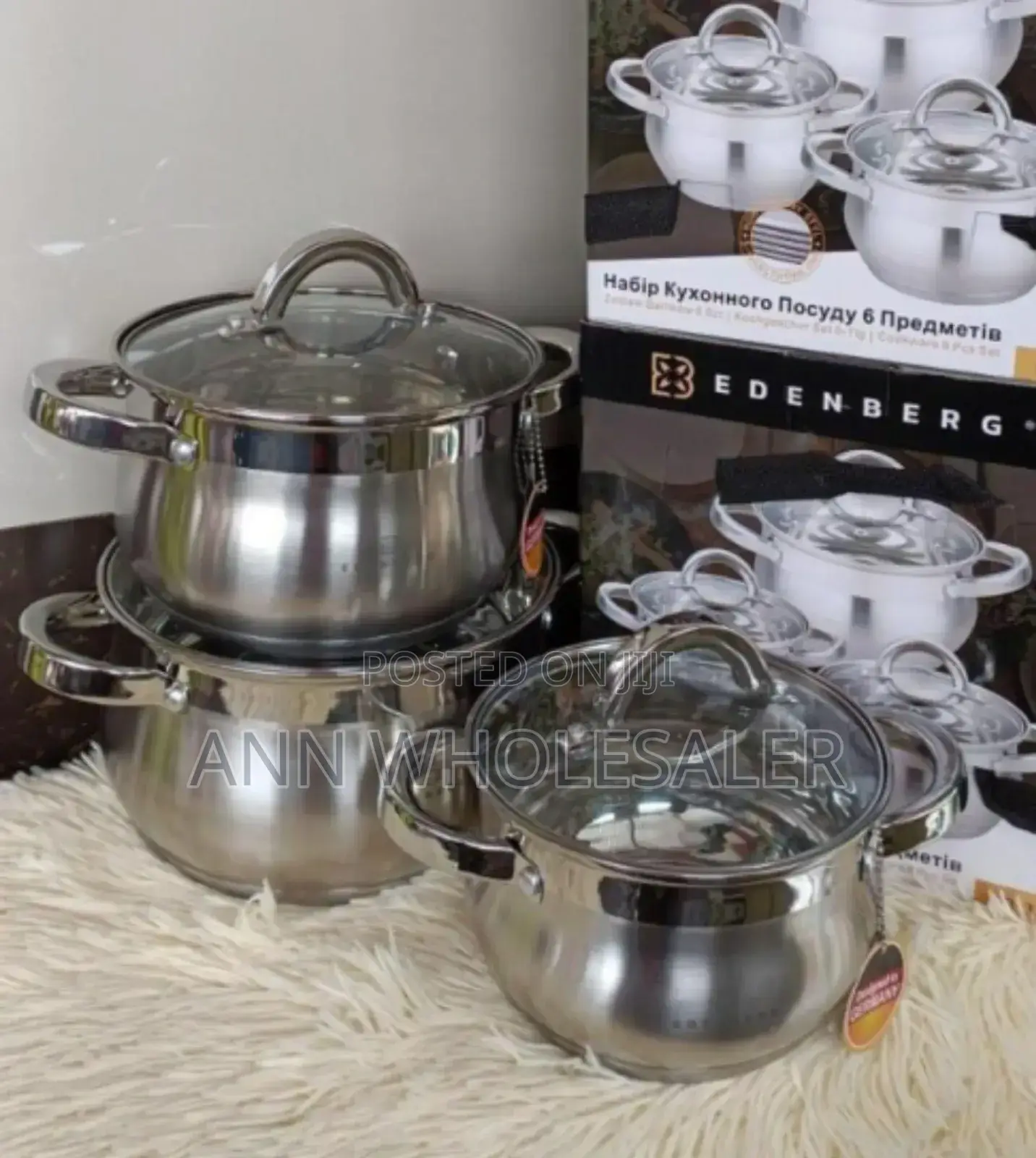 6 Pieces Edenburg EB-3716 Stainless Steel Cookware E/R