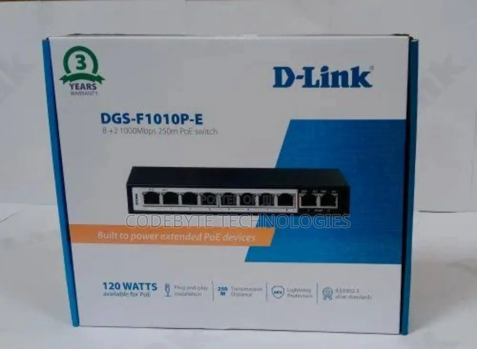 D-Link DGS-F1010P-E 120W 8+2 Port Gigabit POE Switch