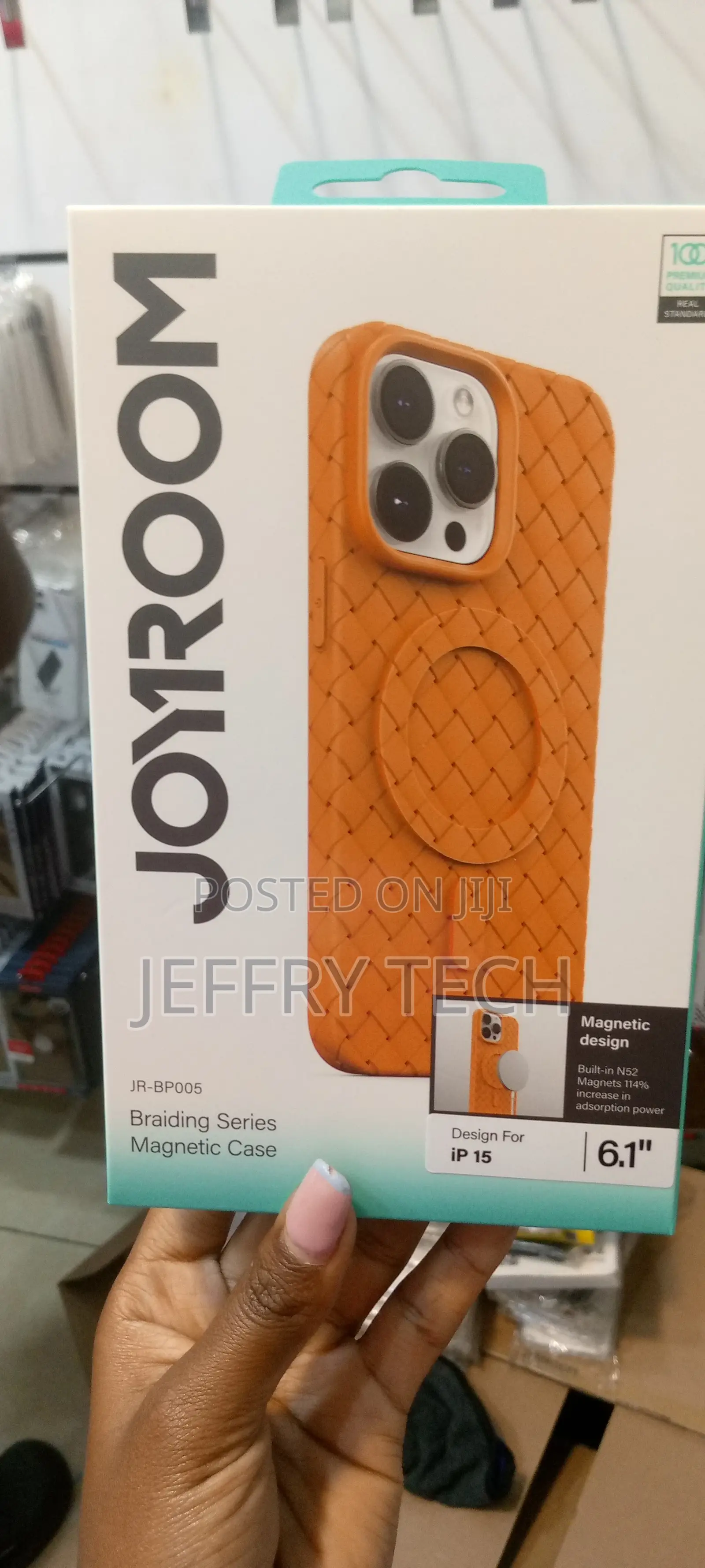 JOYROOM Braided Magnetic TPU Case for iPhone 15 -Orange