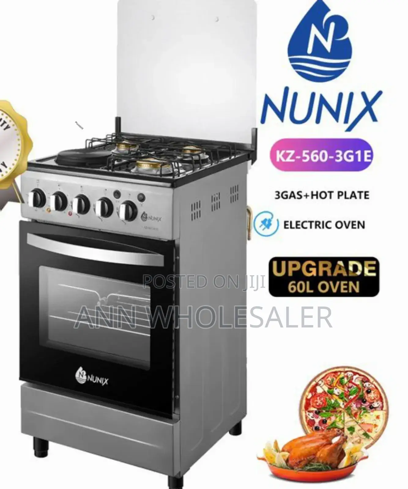 50*55 Nunix 3 Gas +1 Standing Gas Cooker NU3G/1E