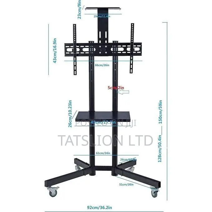 Standard Tv Trolley Movable Stand 32" to 85" Wall Bracket