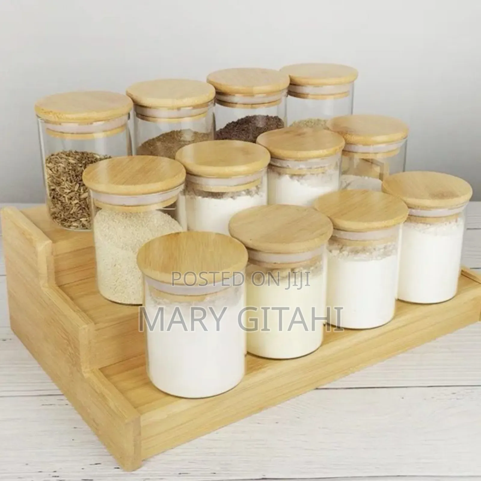 Standplus12pcs Glass Spice Jars With Bamboo Lid "