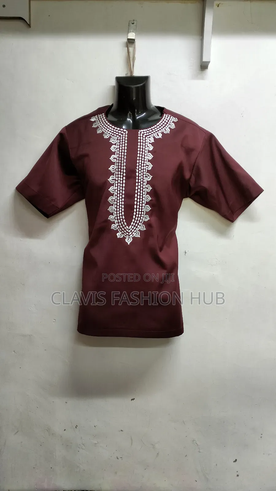 Maroon Shirt With Embroidery Details
