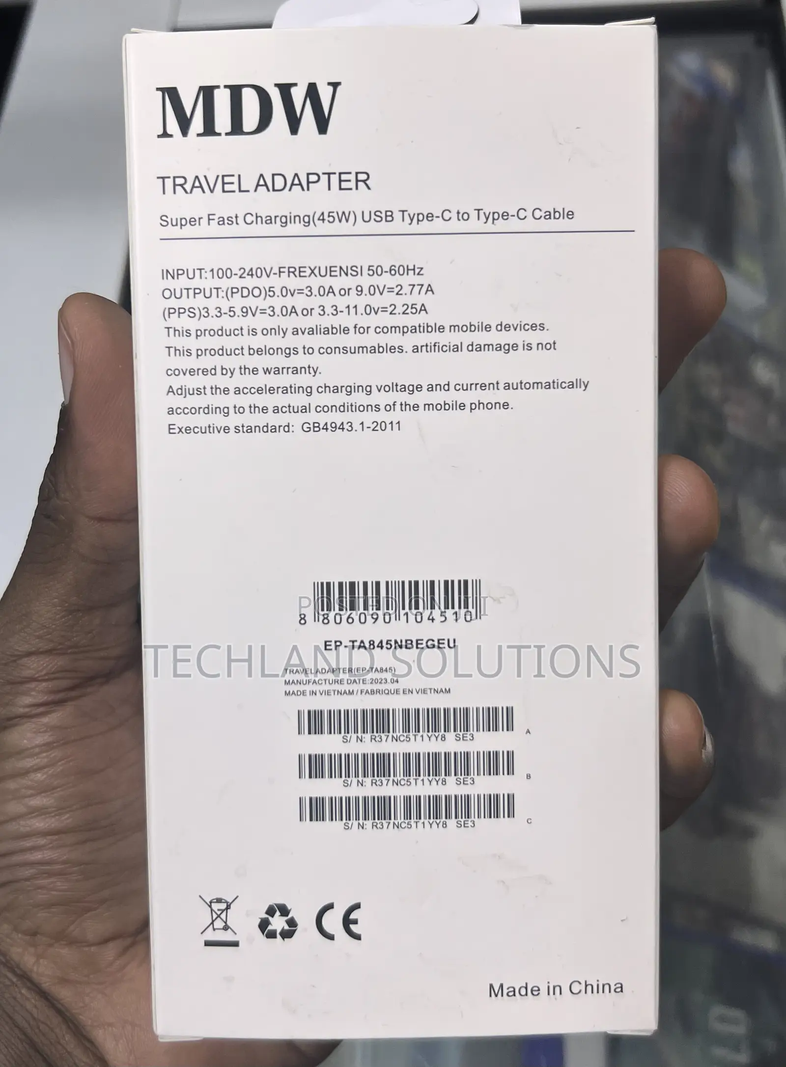 C to C Phone Fast Charger 45 Watts