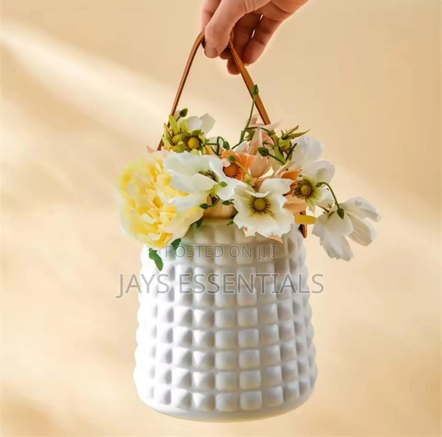 Luxury Flower Pot With Leather Handle