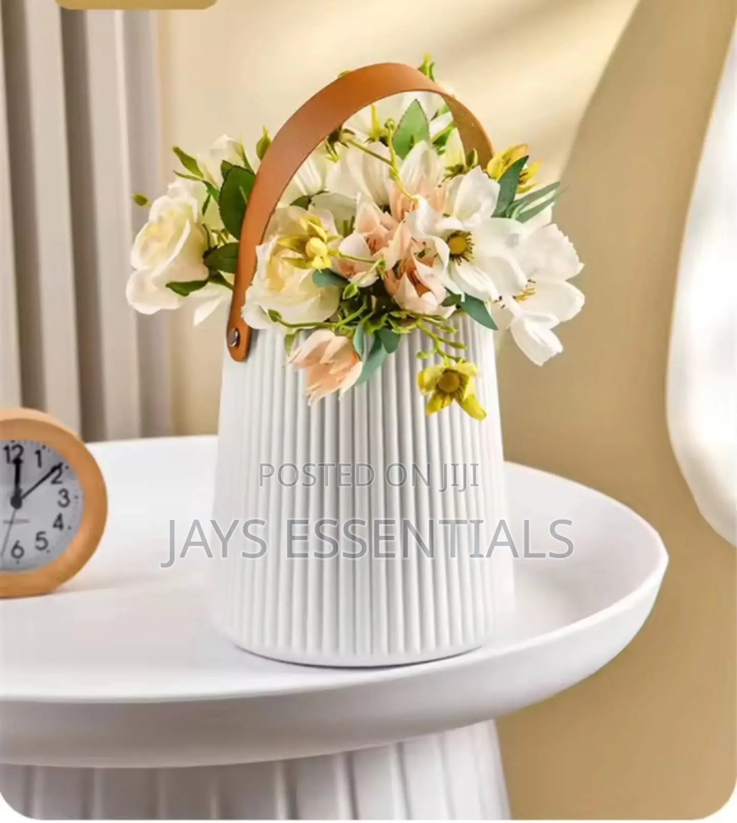 Luxury Flower Pot With Leather Handle