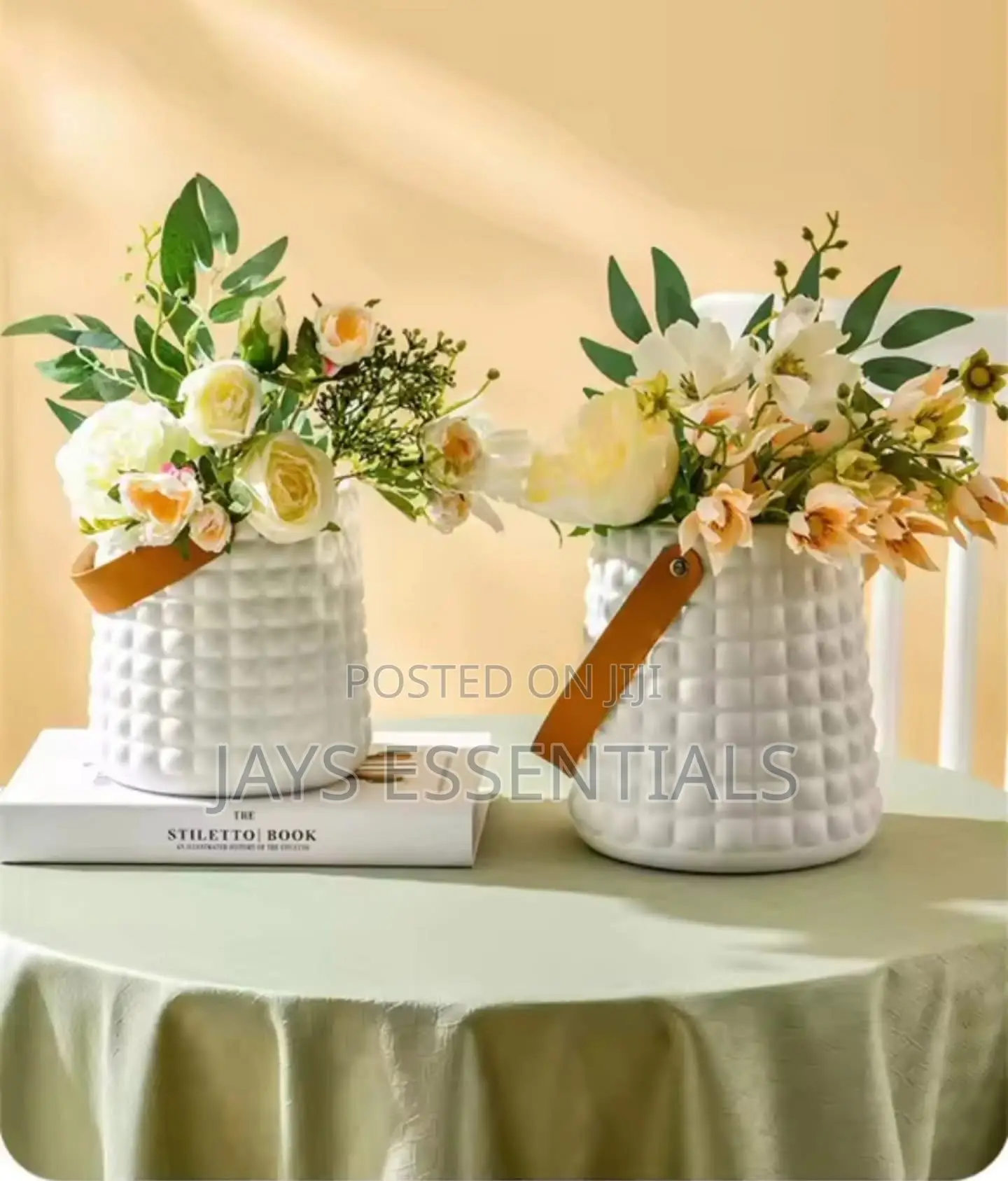 Luxury Flower Pot With Leather Handle