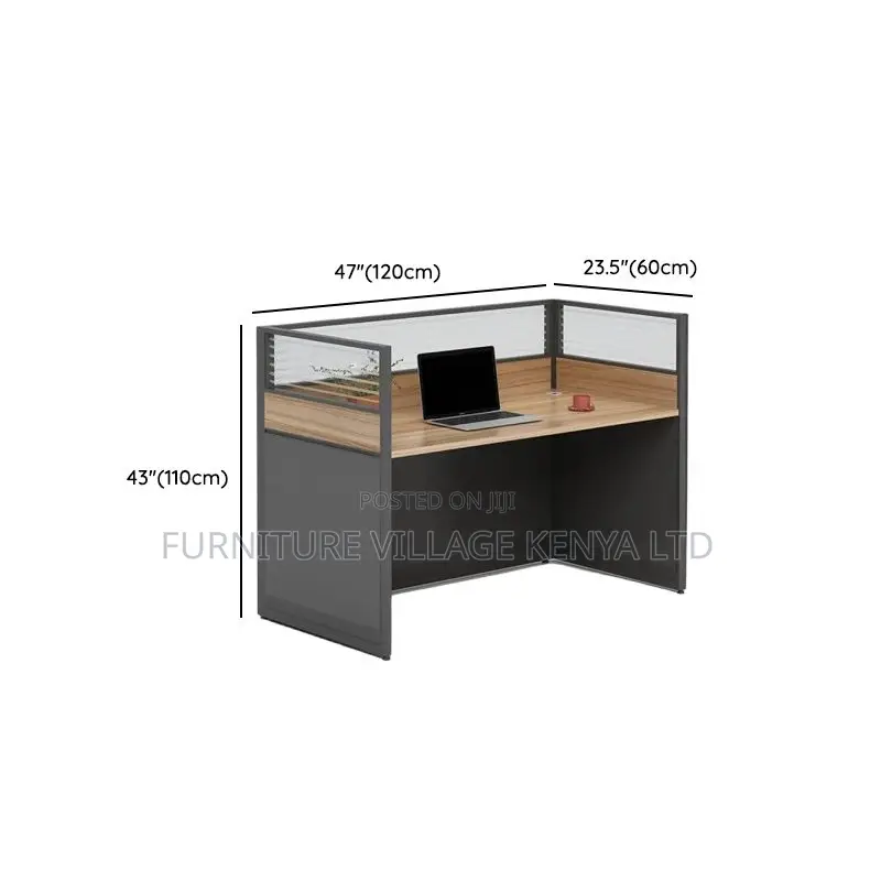Office Tables; 4-Way Office Workstation in Brown Color
