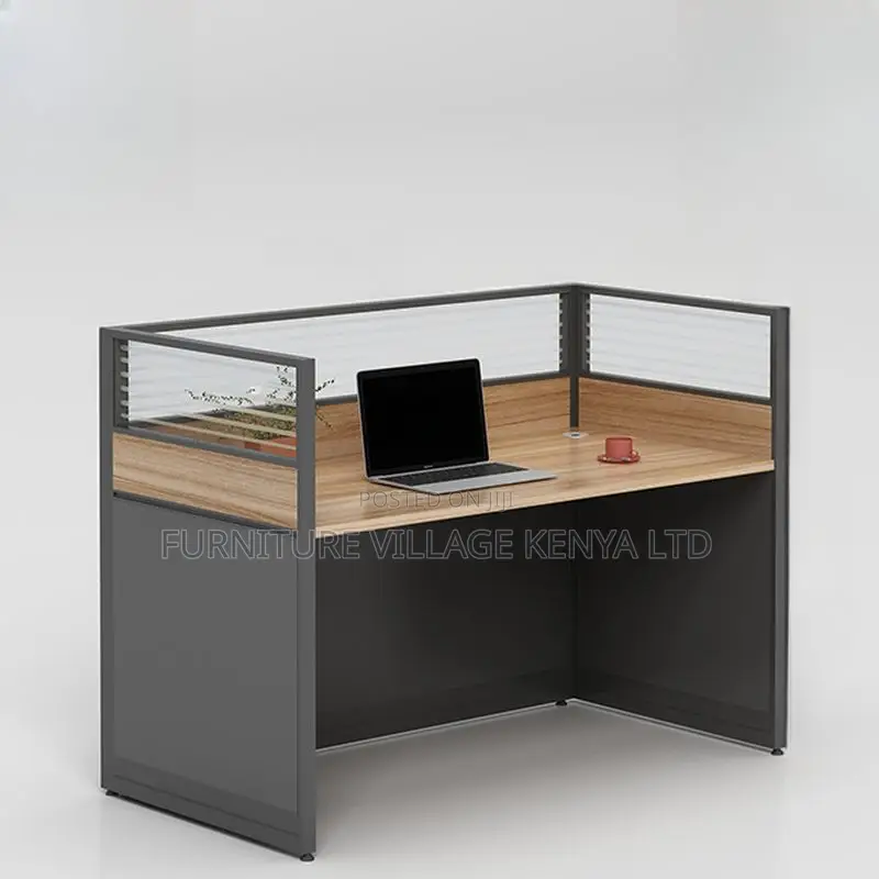 Office Tables; 4-Way Office Workstation in Brown Color