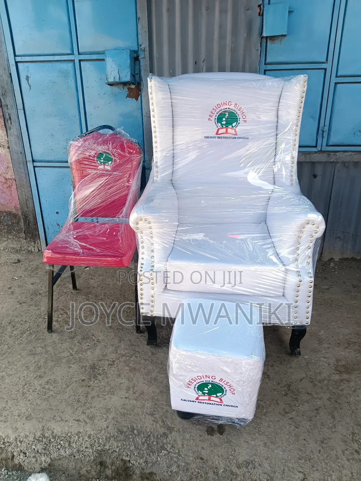 Bishop Chair and a Conference Seat, With Branding.