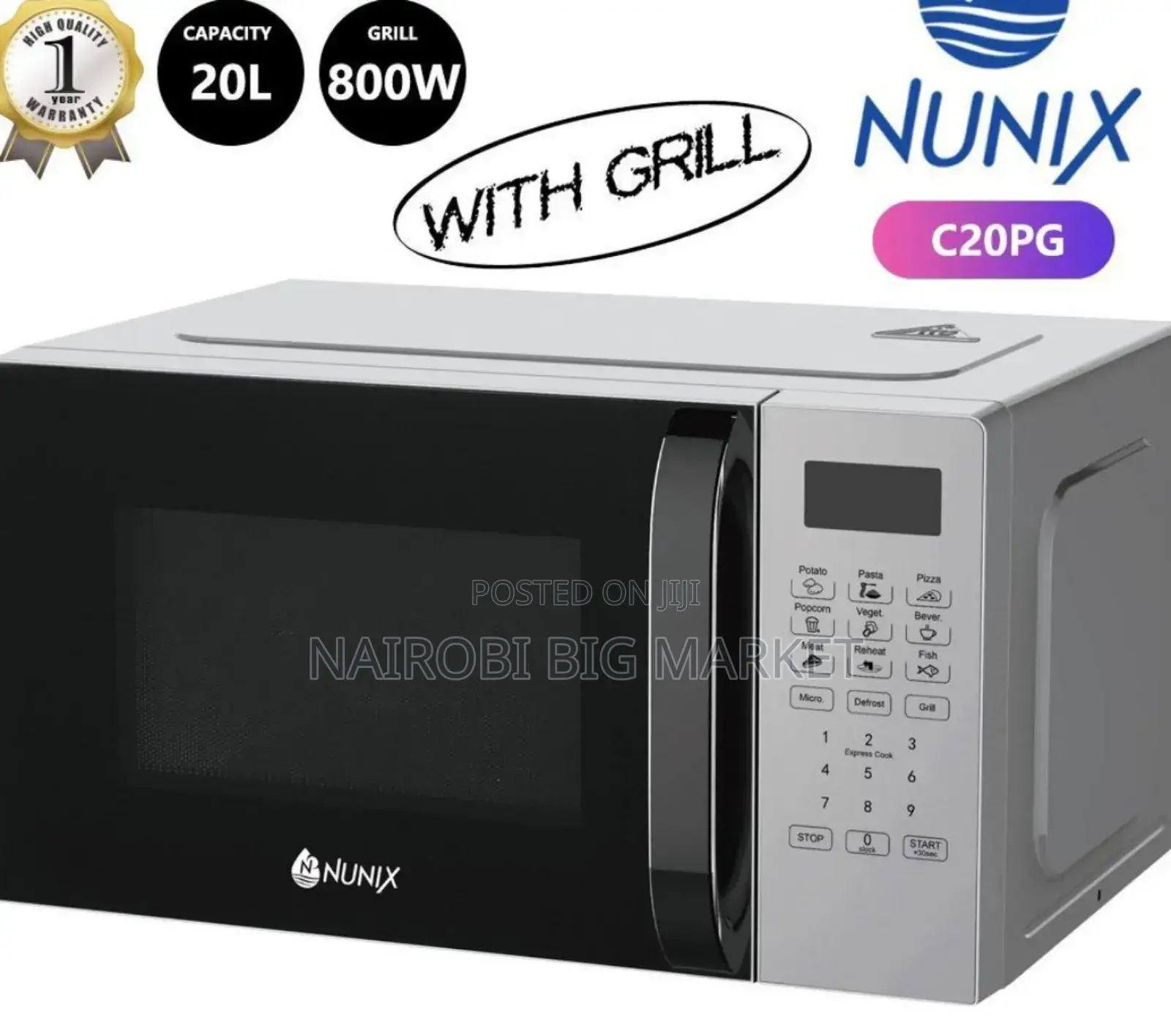 Nunix White Microwave With Grill 20 L