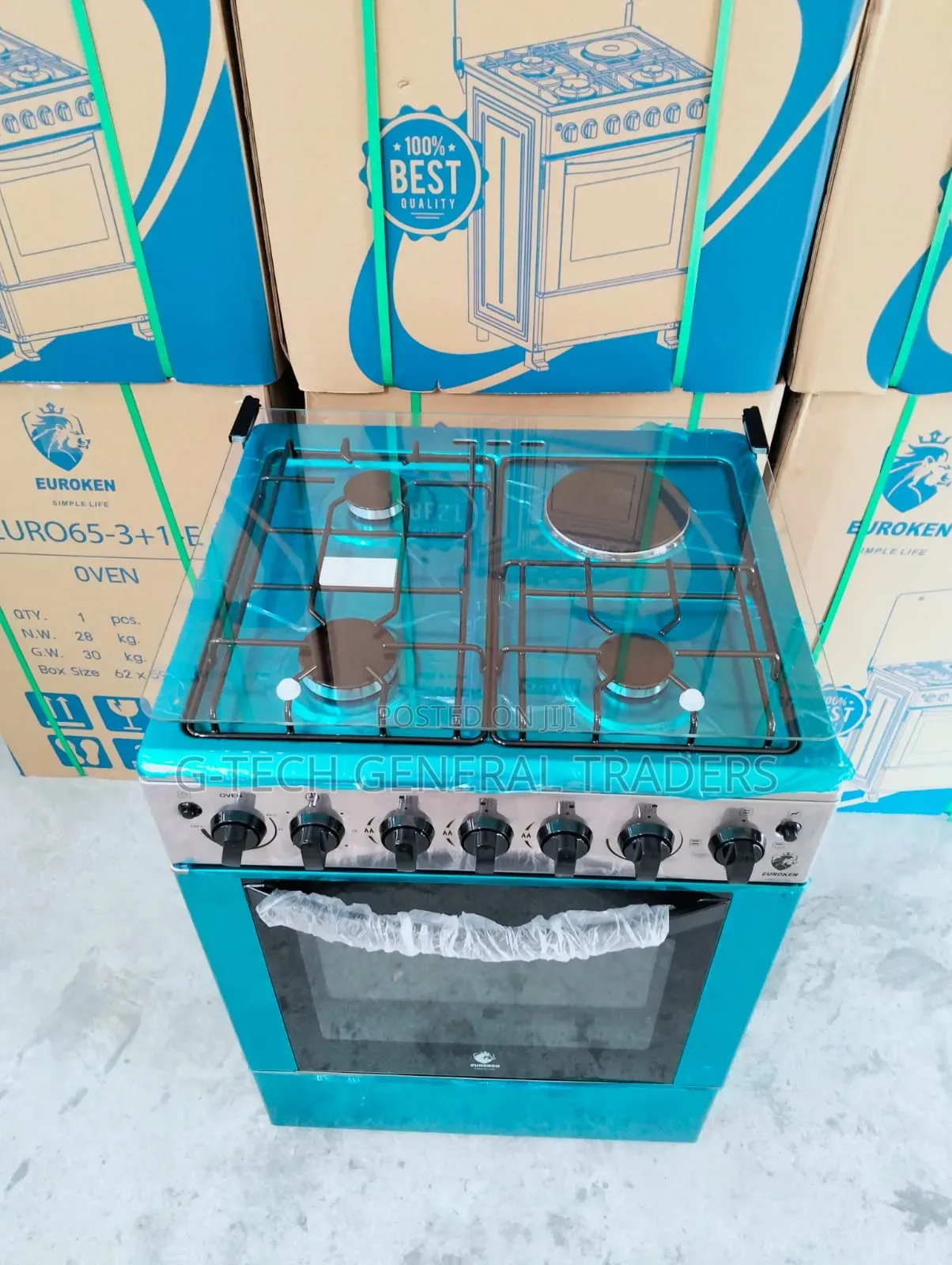 Euroken 3gas+1hot Plate 60*65 Auto Ignition Oven Cooker