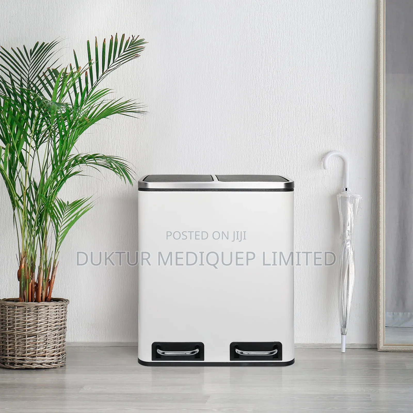 Stainless & ABS Two Compartment Dustbin 24 Lit, 40X33X45.6