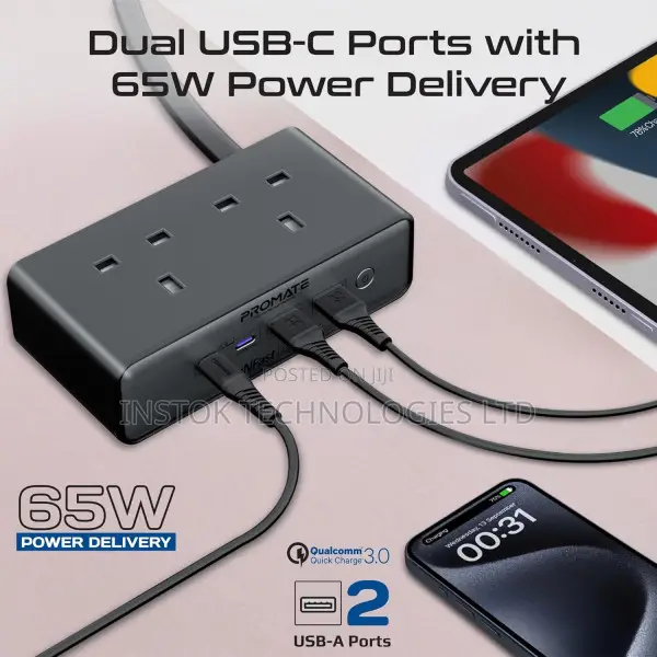 Promate Powerbrix2-Gan65 65W Charging Station