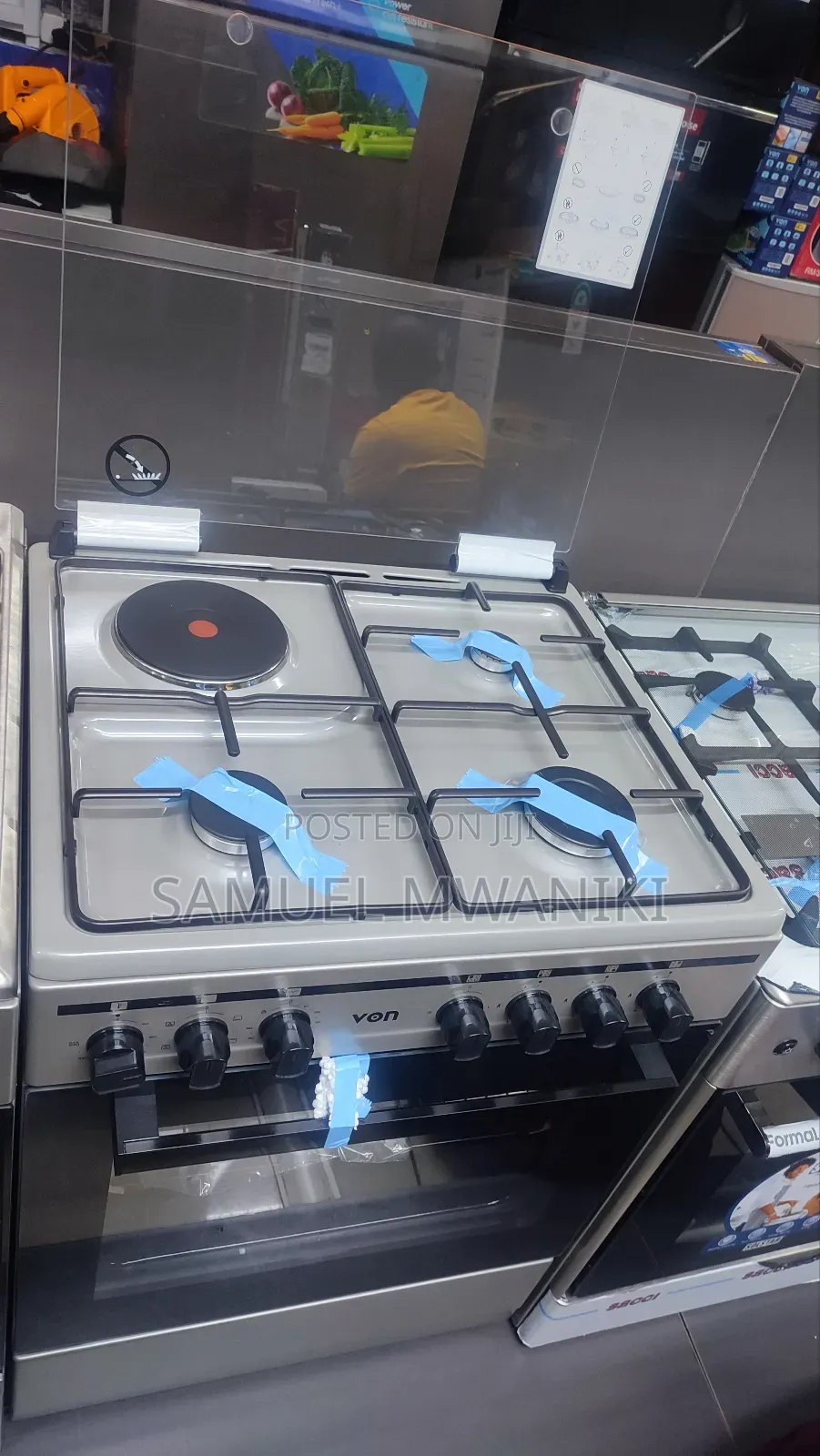 Von Cooker 3 Gas + 1 Hotplate Electric Oven Enamel Inox Grey