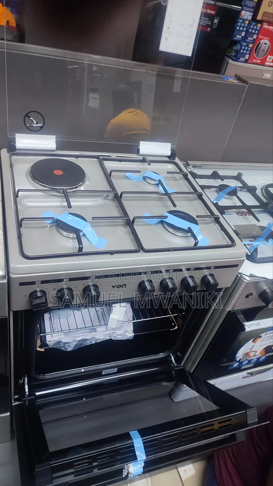 Von Cooker 3 Gas + 1 Hotplate Electric Oven Enamel Inox Grey