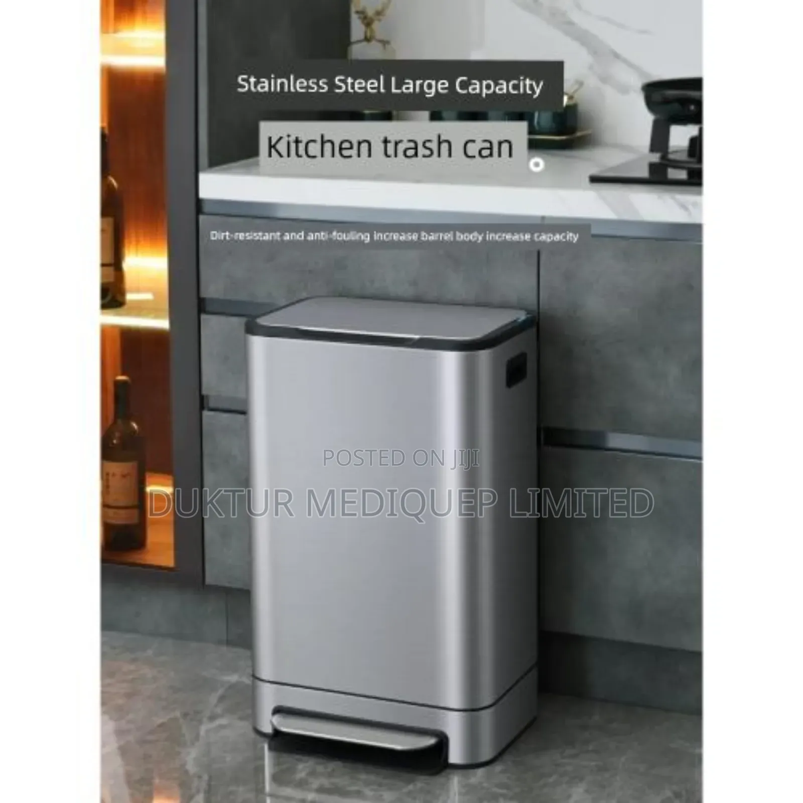 Stainless Steel & ABS Dustbin 40 Lit 400x270x640cm