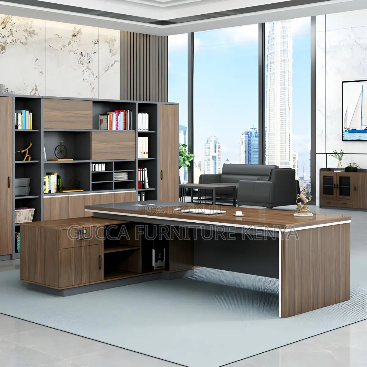Office Tables:1.6 Meters Wood L-Shape Modern Computer Desk