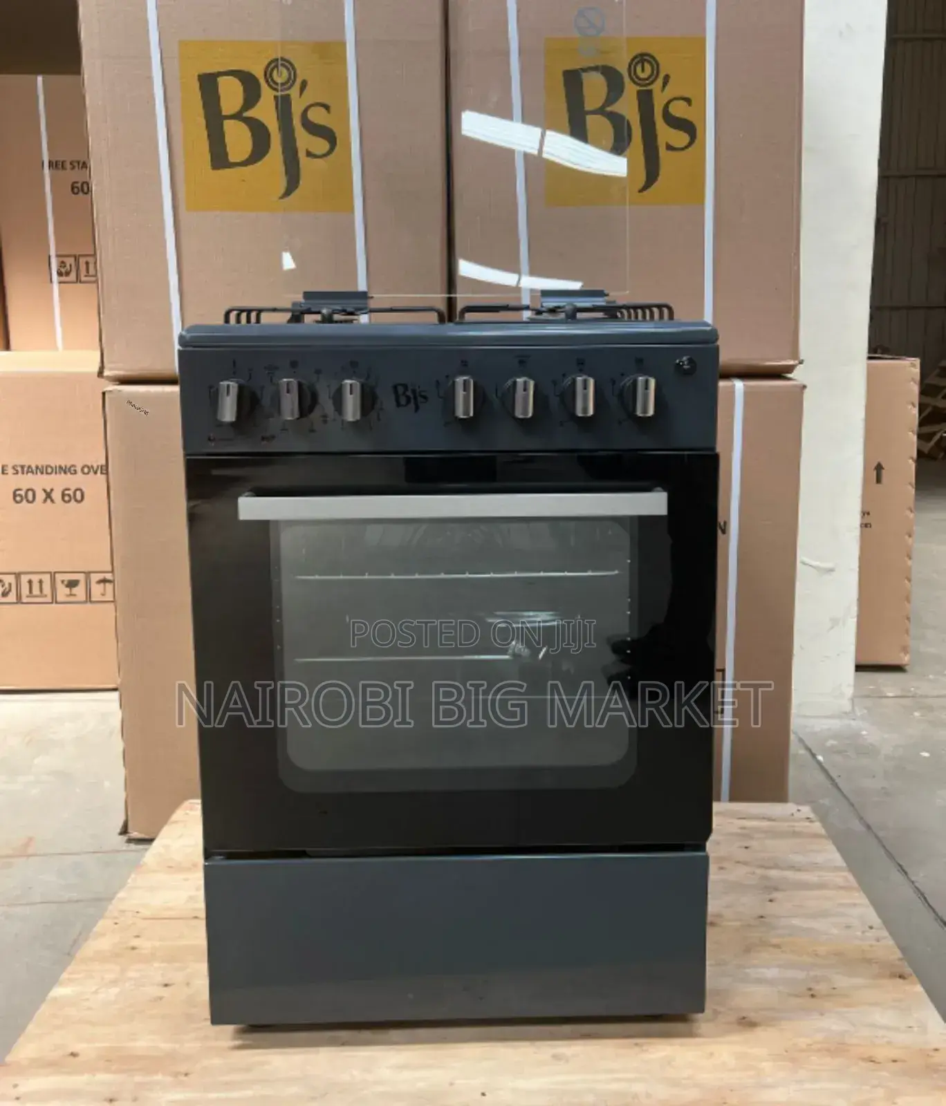 Grey BJS 60X60 3-GAS+1electric Hot Plate With Turbo-Fan B/Jp