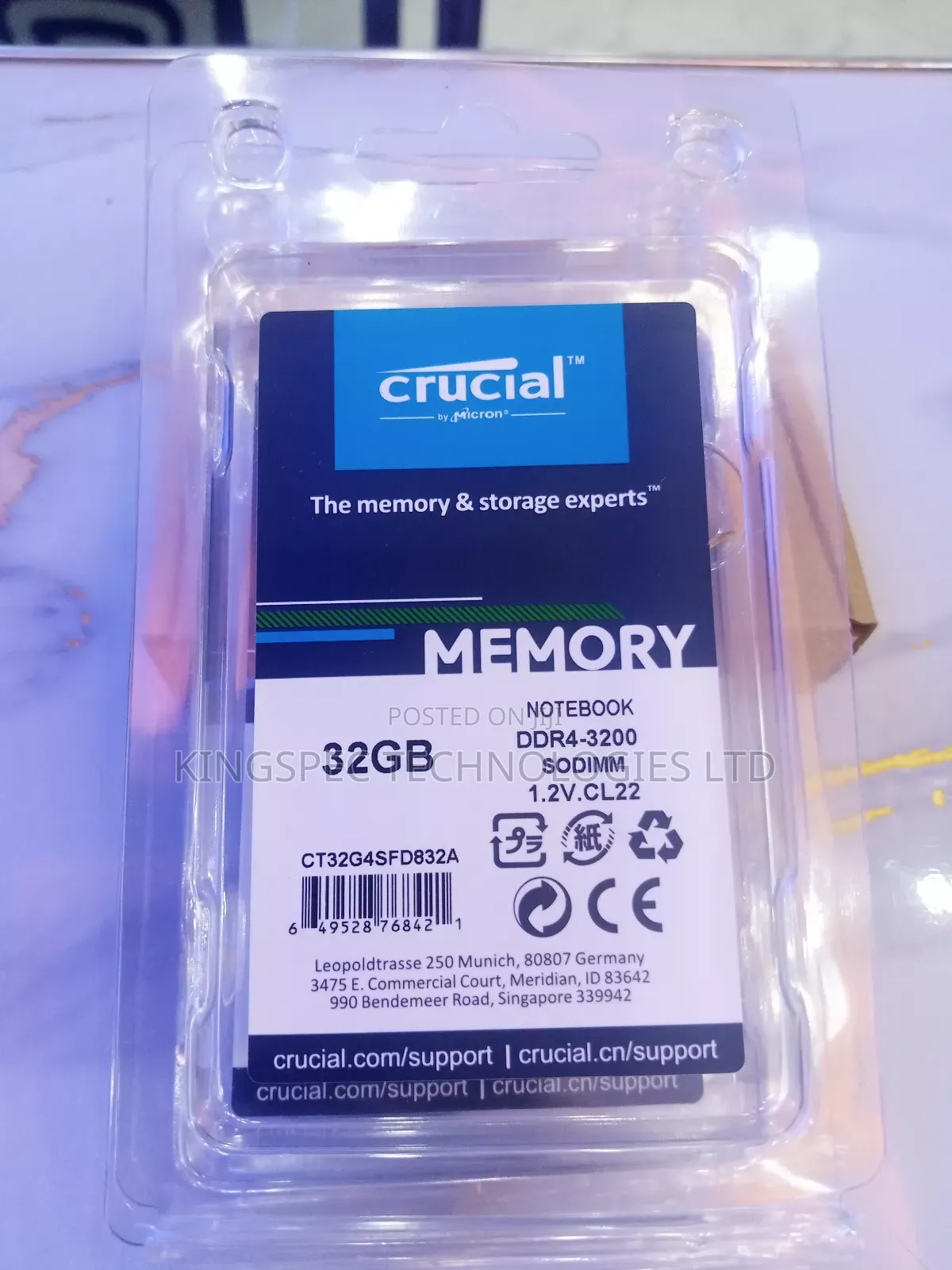 Crucial Laptop Memory 32gb Ddr4 3200