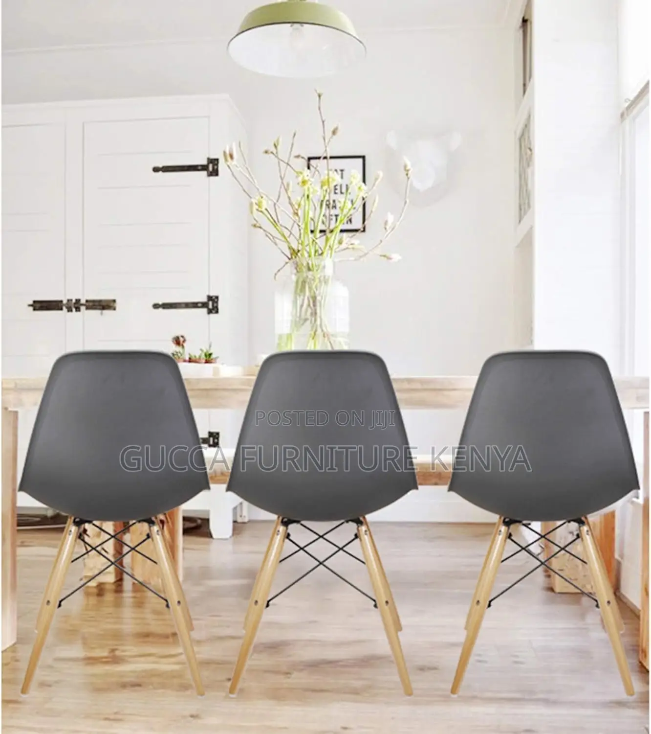 Home Chairs: Eames Black Contemporary Armless Dining Chair