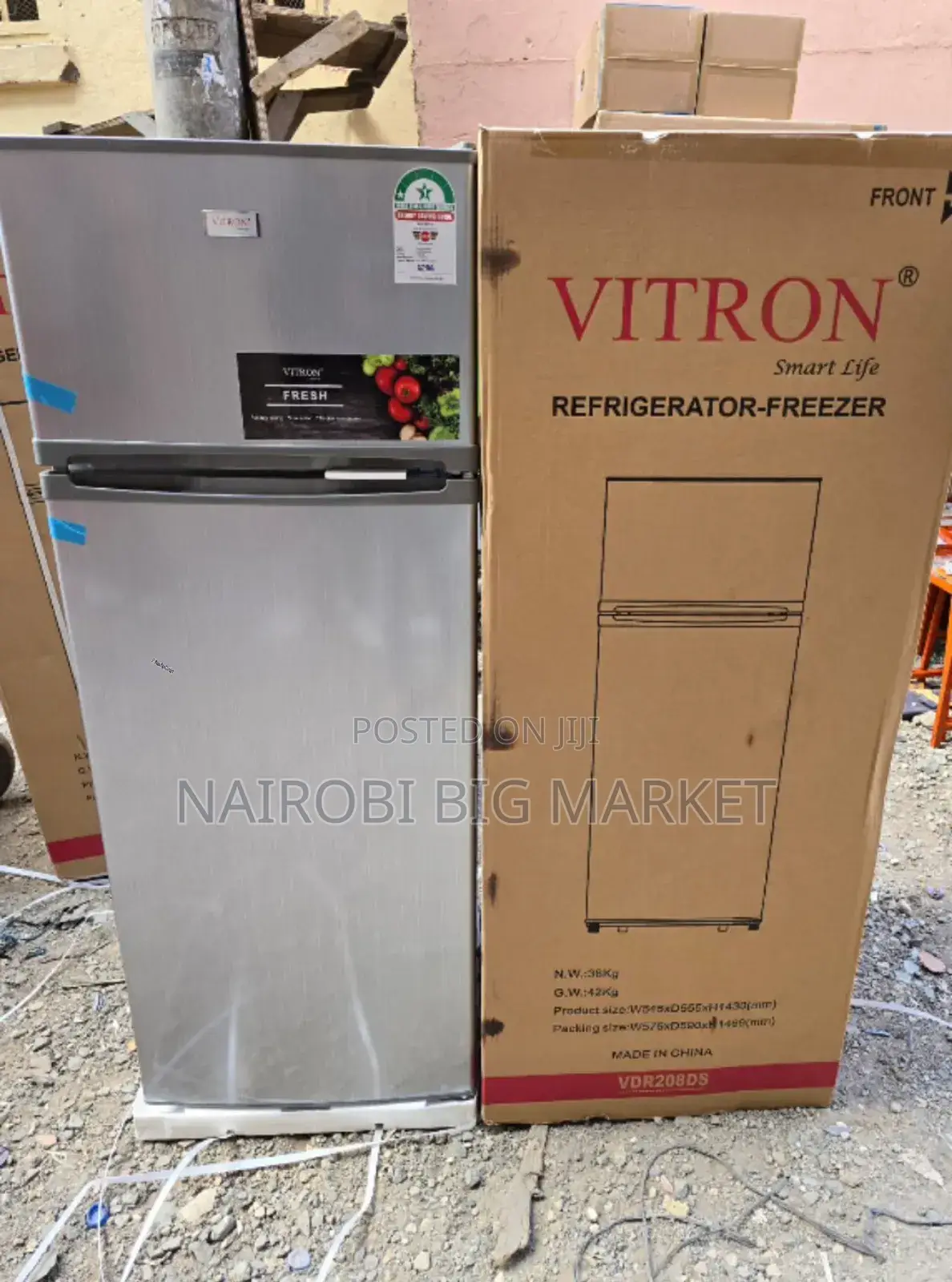 Vitron VDR208DS 208L Double Door Fridge - Silver VT/2
