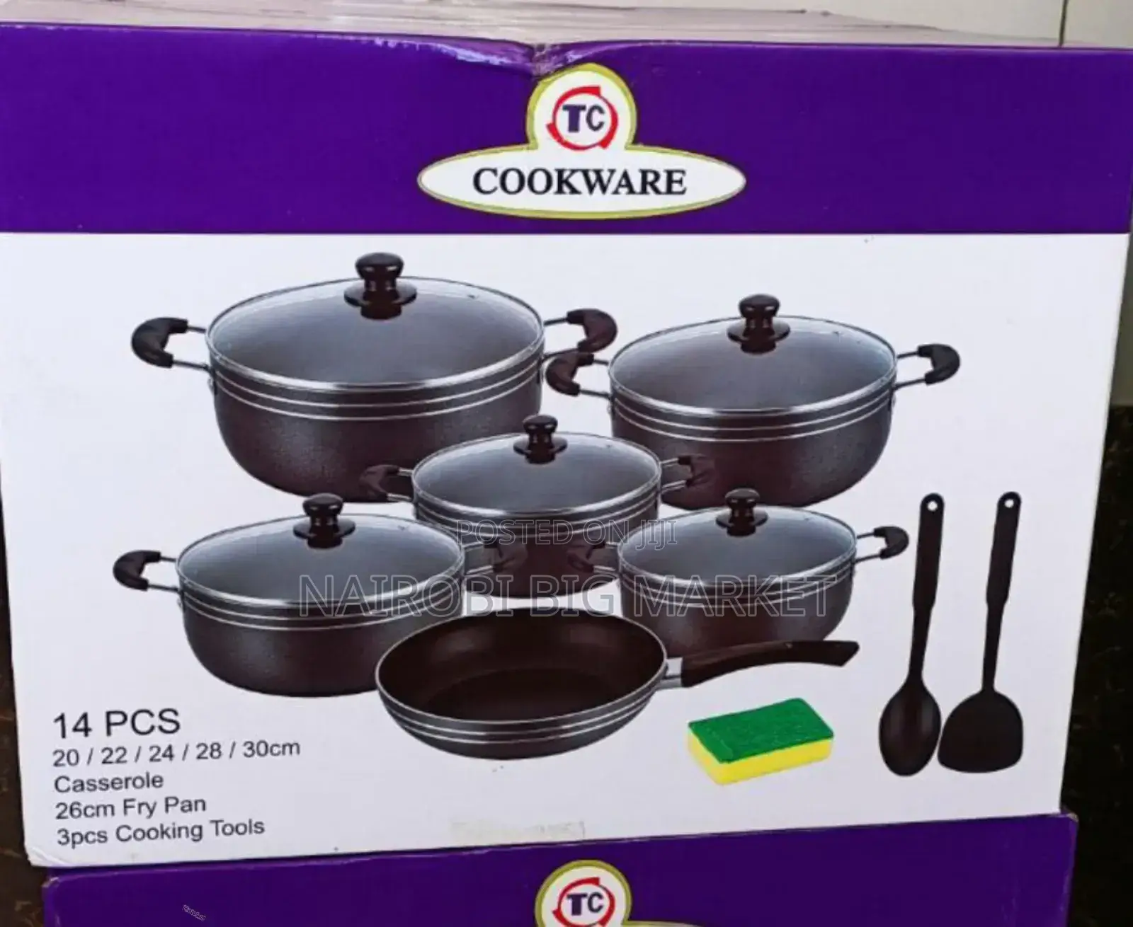 TC 14 Pieces Non-Stick Black Coated Cooking Pot/Sufuria T/14