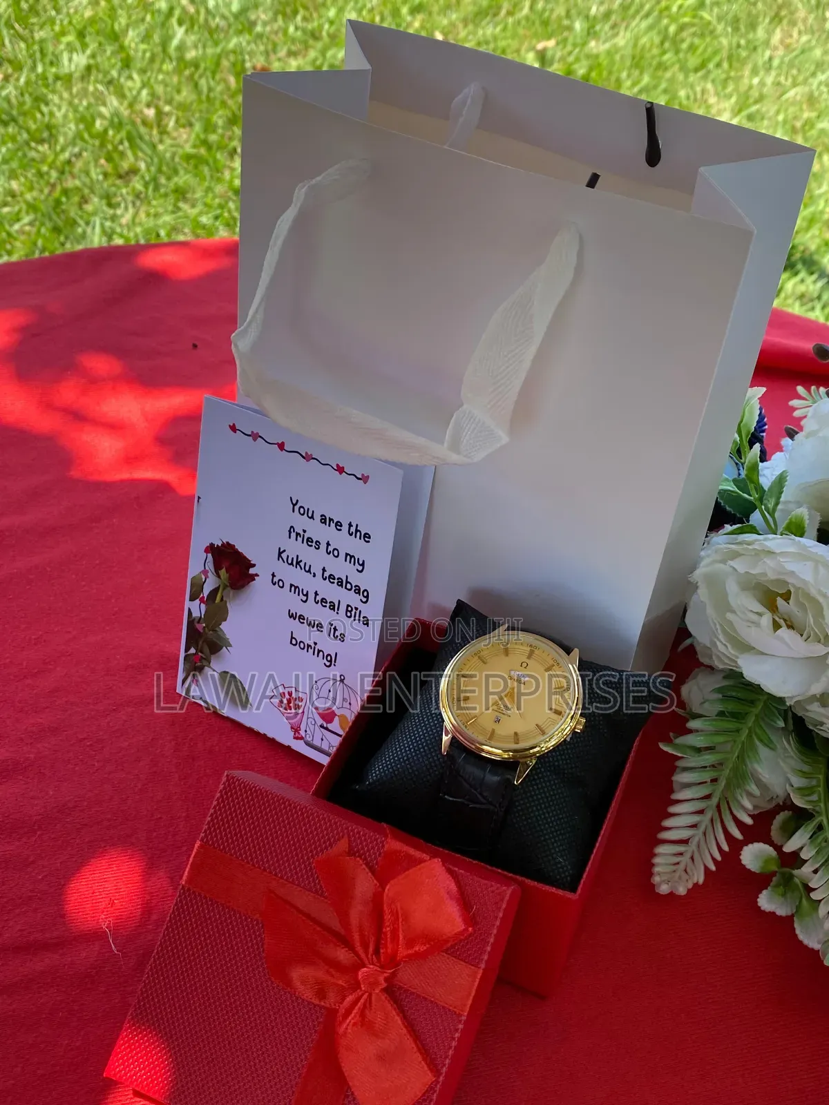 Black Leather Watch Men's Valentine Gift Set