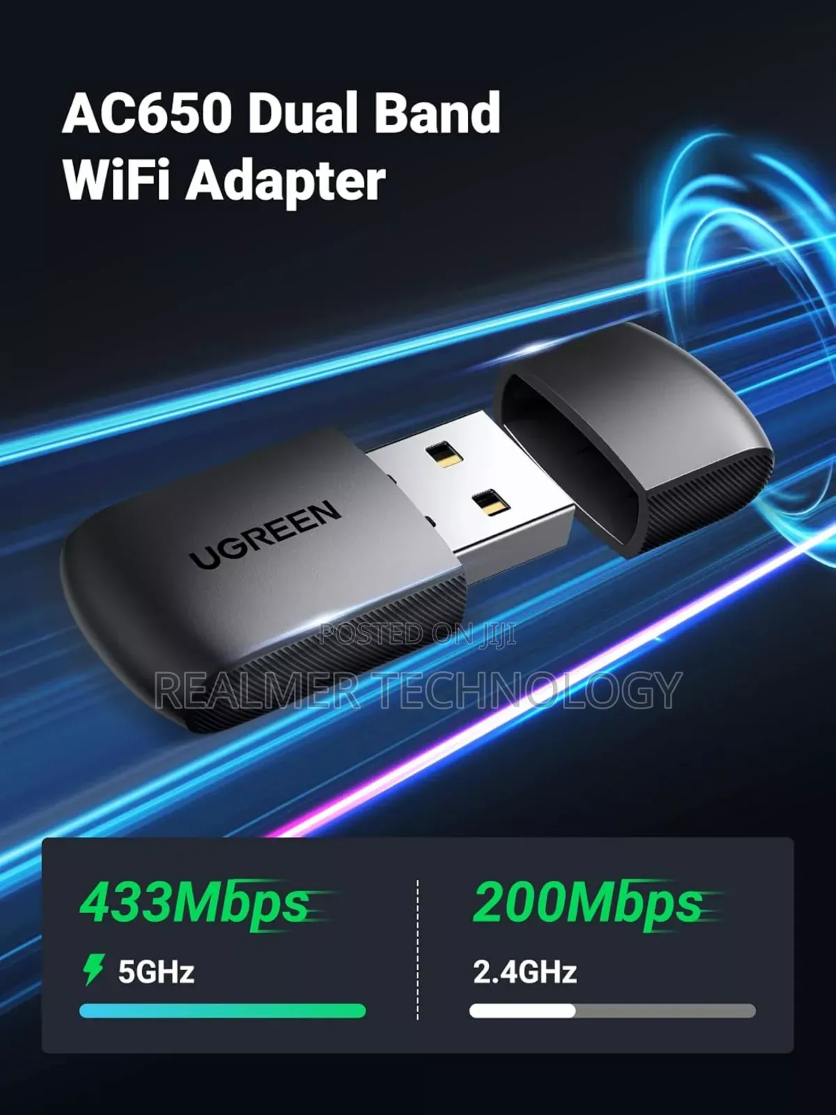 UGREEN AC650 11ac Dual-Band Wireless USB Adapter - CM448