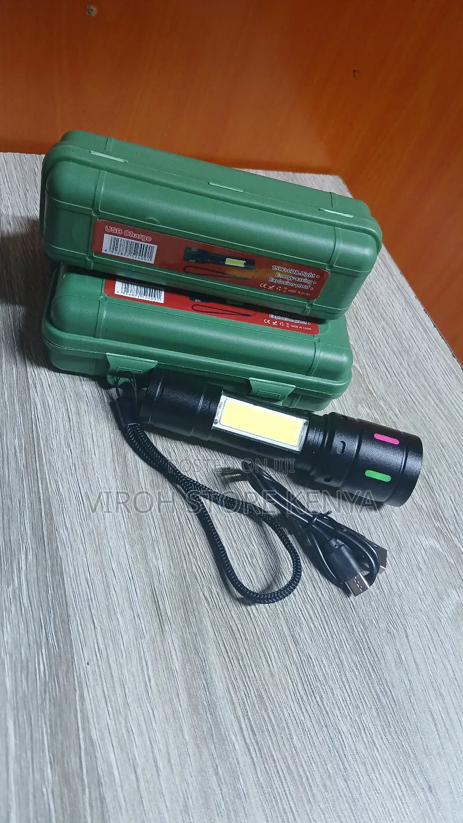 Cob Usb Charge 15W Pocket Torch Zoom Security Flashlight