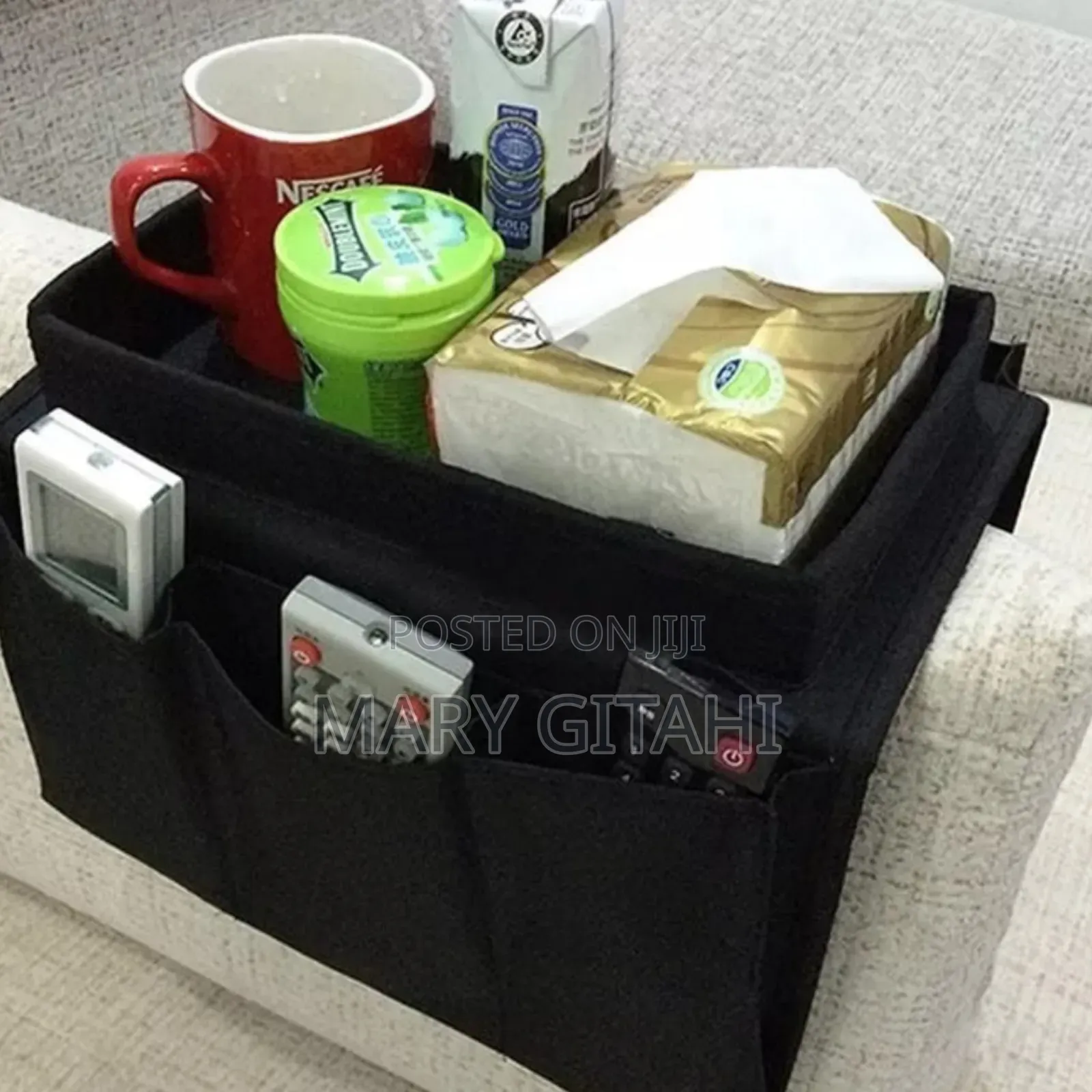 Couch Sofa Arm Rest Organizer With Top Tray and Pockets at 