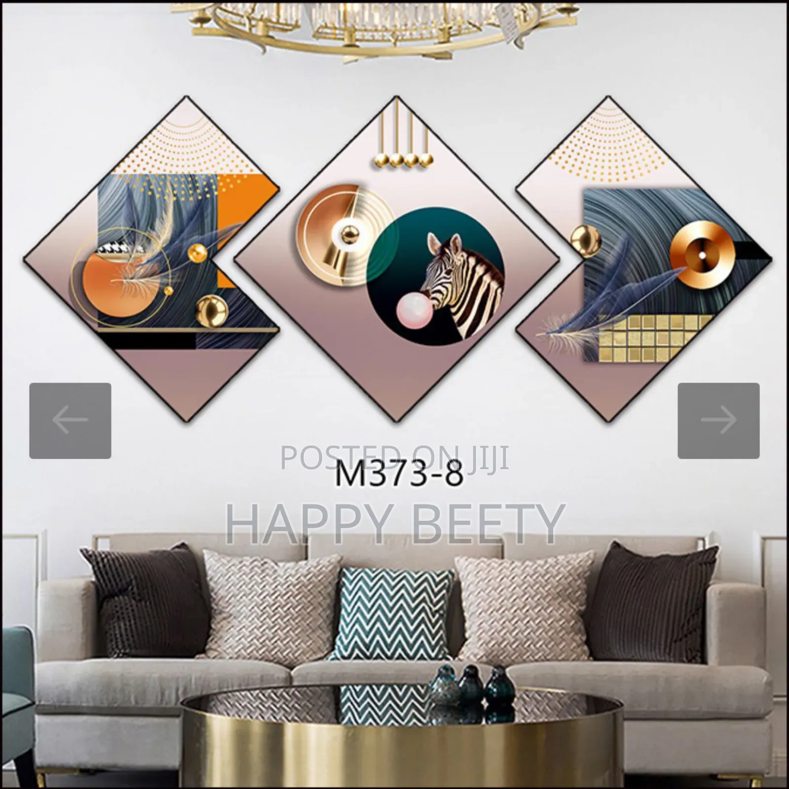 *3 Piece 3D Abstract Art Crystal Porcelain Painting *