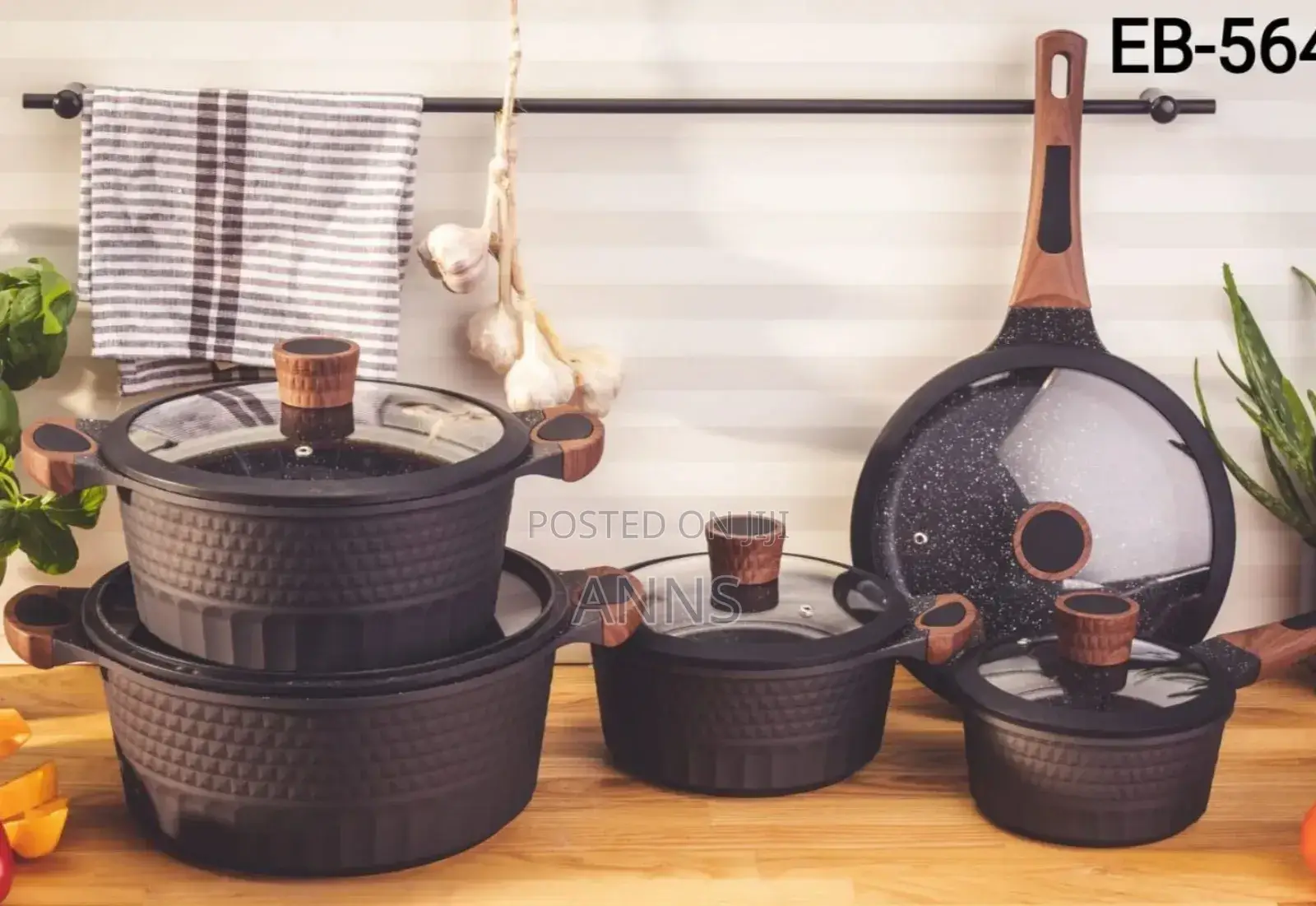 *Edenburg 10pc Cookware Set- Black