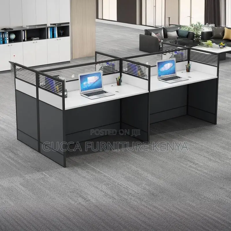 Workstations:4-Seater Rectangular White Lumber Workstation