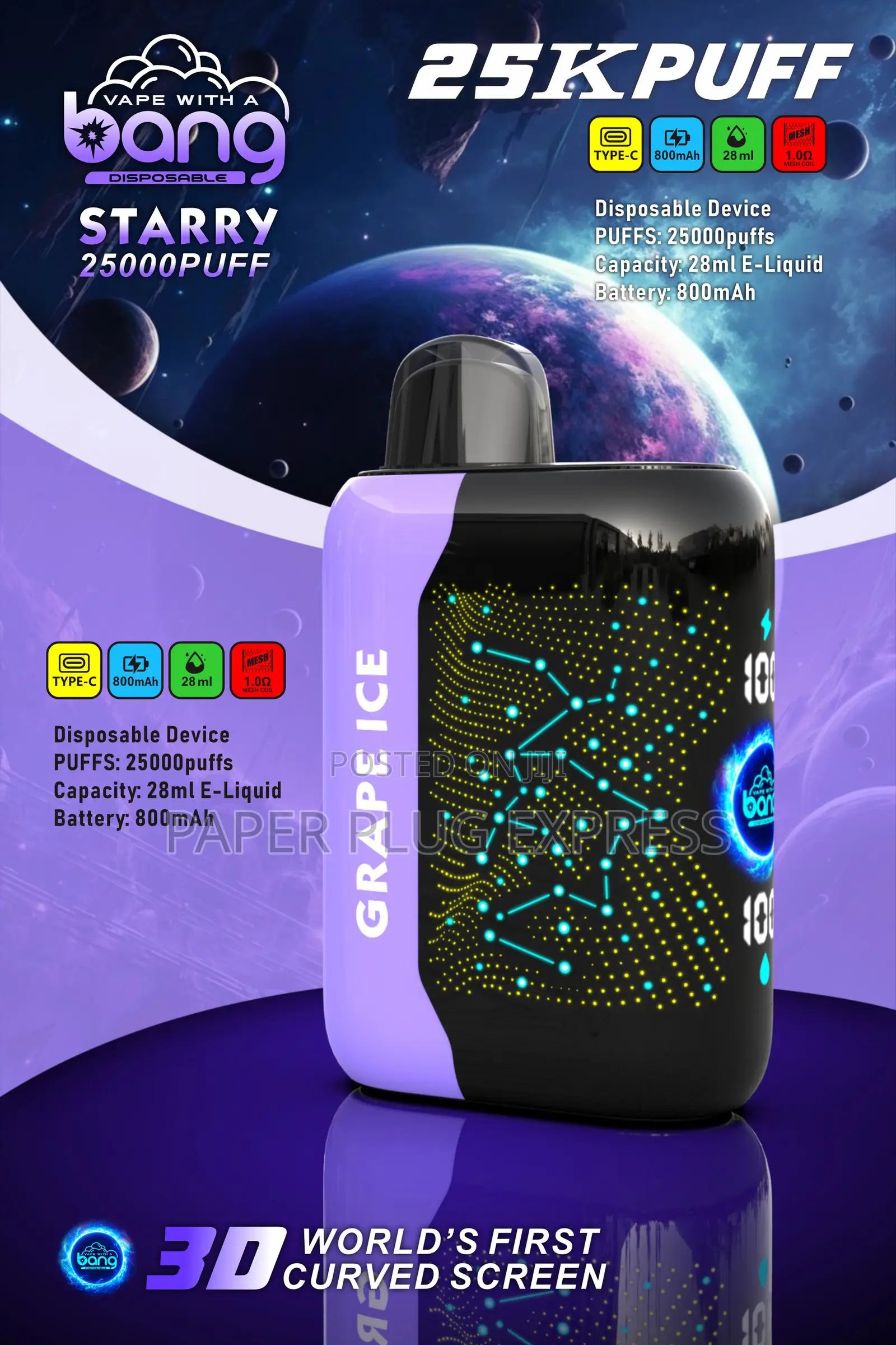 Bang Starry Galaxy 25000: Puffs Disposable Vape Pod