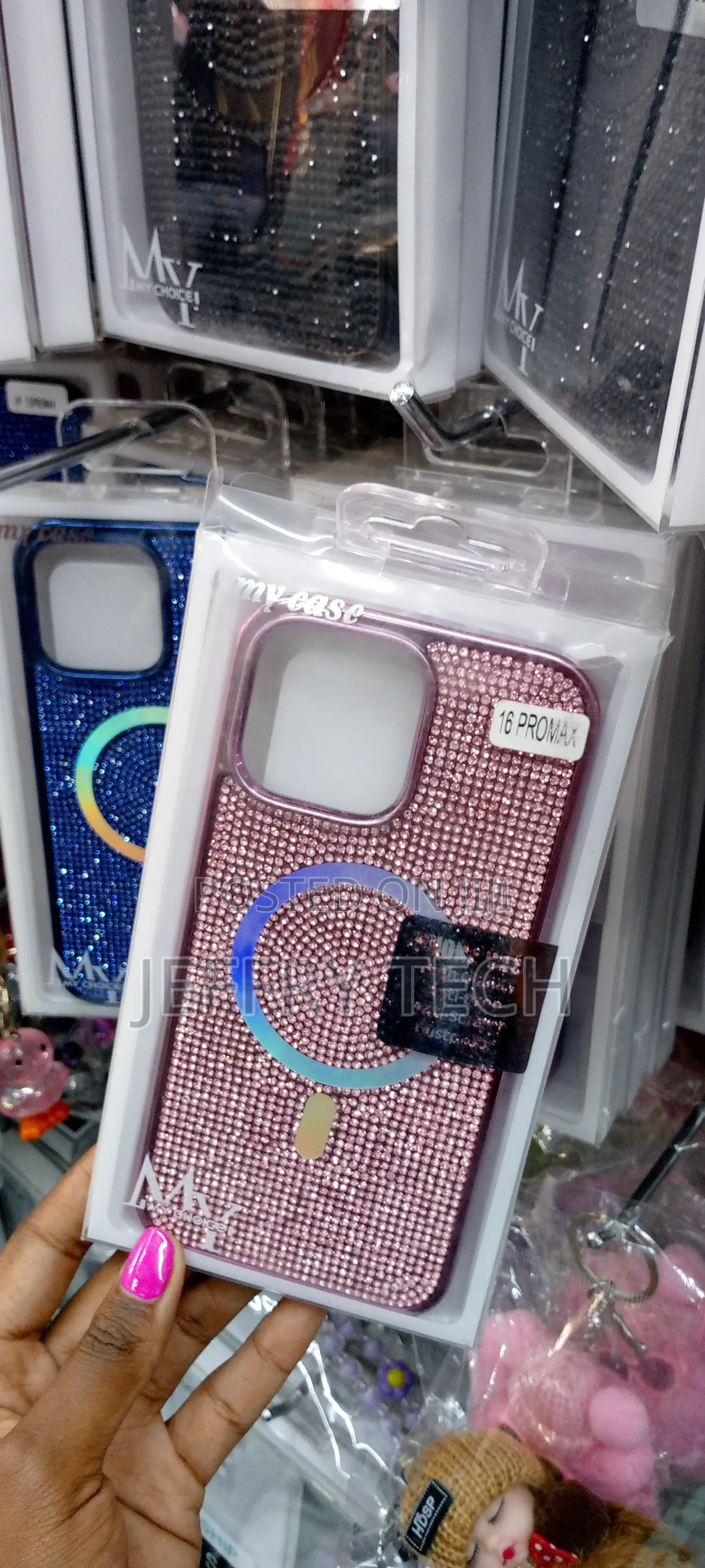iPhone 16 Pro Max Case Glitter Magnetic Back Case-Pink